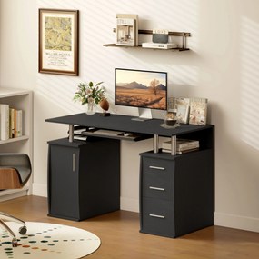 Secretária de Computador, 120 x 55 x 75 cm, 3 Gavetas, Preta