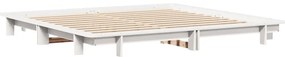Cama sem colchão 160x200 cm madeira de pinho maciça branco
