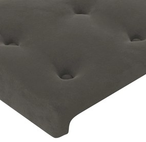 Cama box spring c/ colchão/LED 140x200cm veludo cinzento-escuro