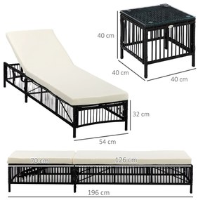 Conjunto de 2 Espreguiçadeiras de Jardim Espreguiçadeiras de Vime Sint