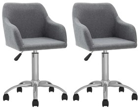 vidaXL Cadeiras de jantar giratórias 2 pcs tecido cinzento-claro