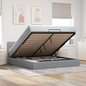 vidaXL Cama otomana com colchão 160x200 cm tecido cinzento claro
