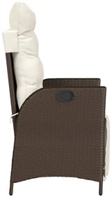 Cadeiras jardim reclináveis 2 pcs c/ apoio de pés vime castanho