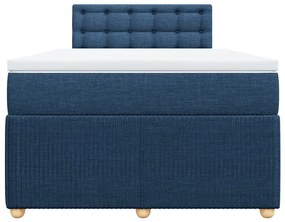 Cama boxspring com colchão 120x190 cm tecido azul