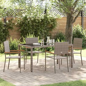 Conjunto de Jantar para Jardim vidaXL 5 Peças Cinza Rattan Poli