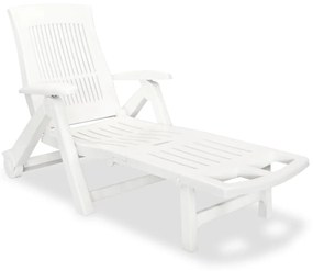 vidaXL Espreguiçadeira com apoio de pés plástico branco
