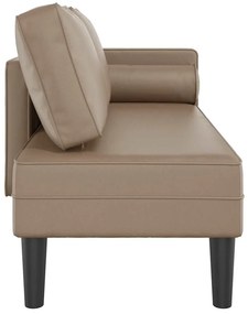 Chaise longue com almofadões couro artificial cor cappuccino