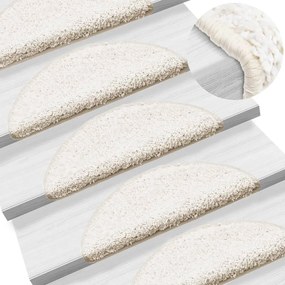 vidaXL Tapetes de escada 15 pcs 56x17x3 cm branco