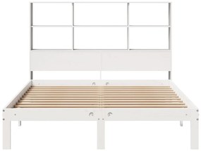 Cama com estante sem colchão 120x190 cm pinho maciço branco