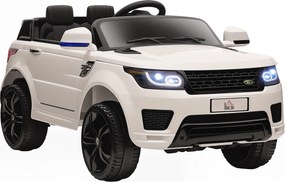 HOMCOM Carro Elétrico SUV Infantil 12V com 2 Motores Controlo Remoto Faróis Buzina Bluetooth Música USB 3-5km/h 110x68x52cm Branco | Aosom Portugal