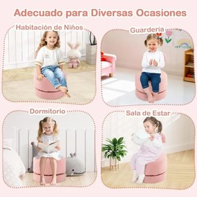 Conjunto de 2 cadeiras giratórias infantis estofadas em veludo Teddy com encosto em forma de laço e assento acolchoado Rosa