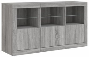 Aparador com luzes LED 123x37x67 cm cinzento sonoma