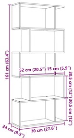 Estante divisória 5 níveis 70x24x161 cm derivados madeira preto