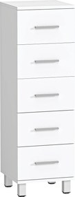 HOMCOM Cômoda de 5 Gavetas para Quarto e Sala em Madeira FSC, 30x30x95 cm, Branco | Aosom Portugal
