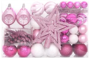 108 pcs conjunto de enfeites de Natal branco e rosa