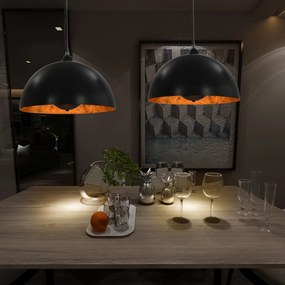 Candeeiros de teto 2 pcs semiesférico 40 cm E27 preto e dourado