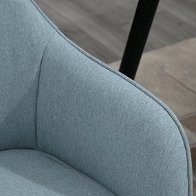 Conjunto de 2 cadeiras de jantar decorativas estofadas em linho com encosto ergonômico, braços e pernas de metal 59,5x56,5x81 cm azul