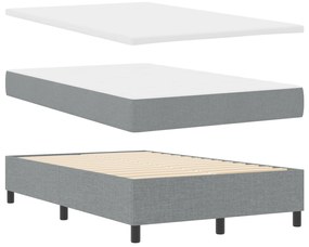 Cama Box Spring com Colchão &amp; Banco Cinza-claro 120x190 cm Tecido