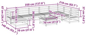 9 pcs conjunto sofás de jardim madeira de pinho castanho mel