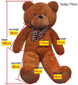 Urso de peluche XXL 160 cm castanho