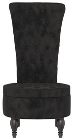 Cadeirão com encosto alto veludo preto design de botões