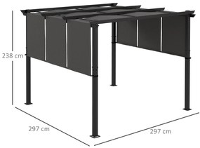 Pérgola de Jardim 3x3 m Pérgola para Exterior com Teto Retrátil Estrut