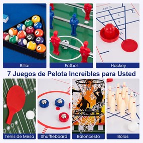 Mesa de Jogos Multifunções 14 em 1, 104 x 57 x 70 cm, Painéis de Jogo Empilháveis, Natural