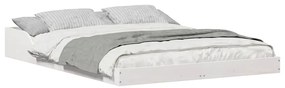 Estrutura da Cama Branco 140 x 190 cm Madeira de pinho maciça