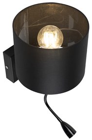 LED Candeeiro de Parede Moderno Preto com Abajur Preto - Brescia Moderno