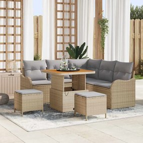 Conjunto de Sofá de Jardim de 8 Peças com Almofadas em Rattan Poliéste