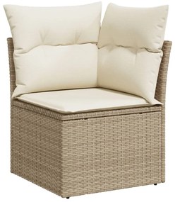 6 pcs conjunto de sofás p/ jardim com almofadões vime PE bege