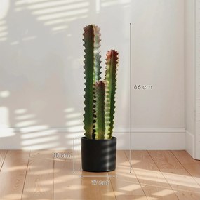 Cato Artificial 66 cm Planta Artificial Decorativa com Vaso e 3 Folhas para Decoração de Interiores Verde