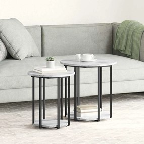 Conjunto de Mesas Laterais 2 pcs em Cinza Sonoma, Madeira Revestida e Metal