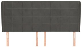 Cabeceira cama c/ abas veludo 163x23x118/128 cm cinzento-escuro