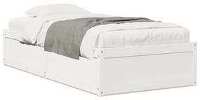 Estrutura de cama 75x190 cm madeira de pinho maciça branco