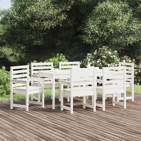 vidaXL 7 pcs conj. de jantar p/ jardim madeira de pinho maciça branco