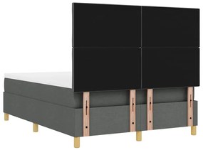 Cama Box Spring com Colchão e Banco Cinza Escuro 140x200 cm Tecido