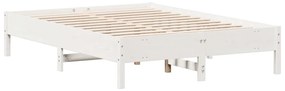 Cama sem colchão 140x190 cm madeira de pinho maciça branco