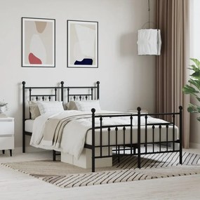 vidaXL Estrutura de cama com cabeceira e pés 120x190 cm metal preto