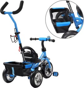 Triciclo infantil Raceline com barra de empurrar em metal 88 x 48 x 96 cm Azul