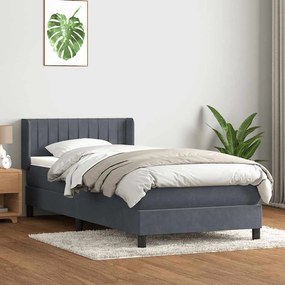 vidaXL Cama com molas/colchão 100x210 cm veludo cinzento-escuro