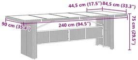 9 pcs conjunto bistrô de jardim c/ almofadões vime PE castanho