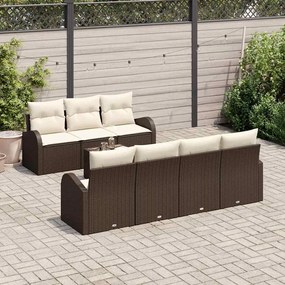 vidaXL Conjunto de Sofá de Jardim 8 Peças com Almofadas Marrom de Rattan
