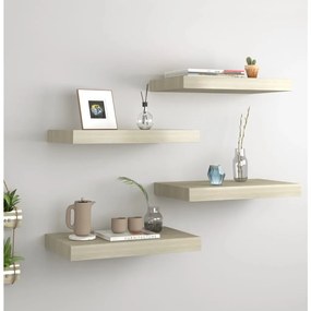 323870 vidaXL Prateleiras parede suspensas 4 pcs 40x23x3,8cm MDF cor carvalho