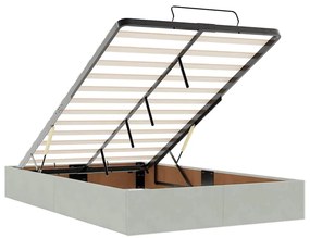 Cama otomana com colchão cinza claro 120x190 cm Veludo