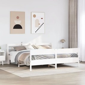 Cama sem colchão 180x200 cm madeira de pinho maciça branco