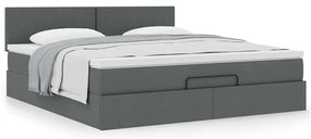 Estrutura de cama otomana com colchão 180x200cm cinzento escuro