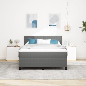 Cama Box Spring com Colchão Cinza Claro 140x200 cm Tecido de Veludo