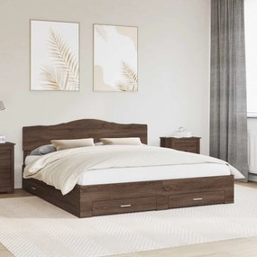 vidaXL Estrutura da Cama com cabeceira Carvalho Marrom 180 x 200 cm