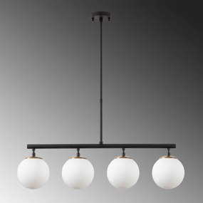 Chandelier Fazli – Preto, Dourado e Branco – 70 x 15 x 43-87 cm